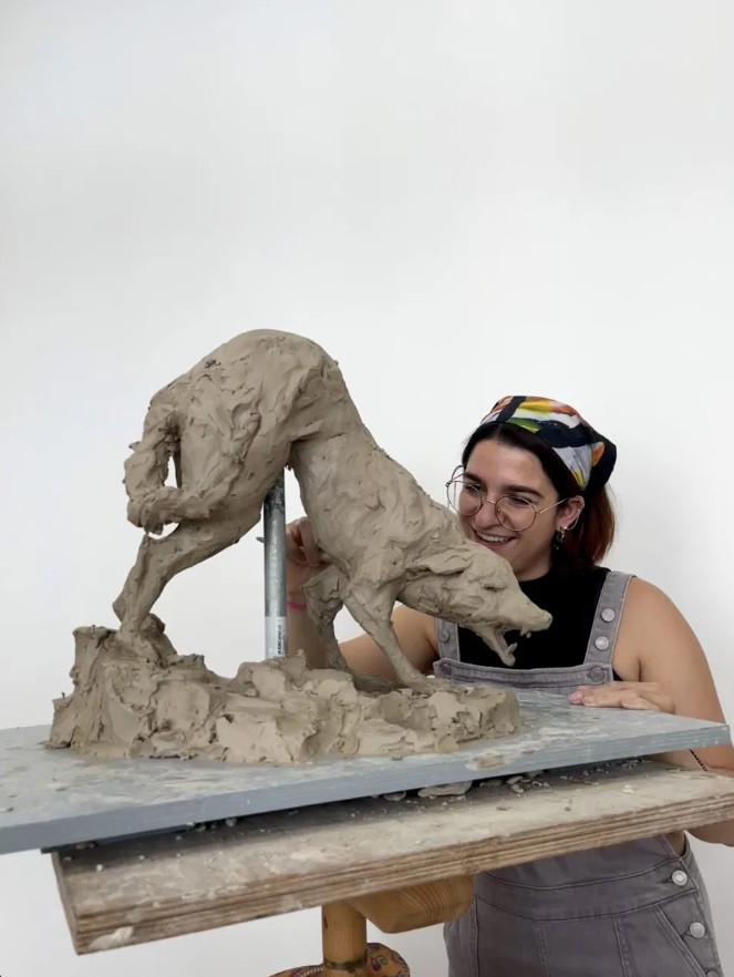 Andre Garza in her studio